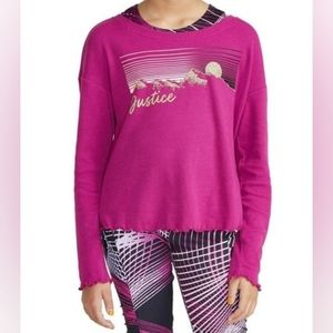 NWT JUSTICE Girls Long Sleeve Collection X 2Fer Top Girls Medium Pink